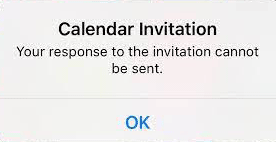 erro de convite de calendário