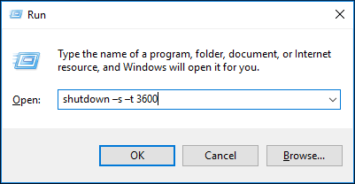 agendar desligamento do Windows 10 via Run