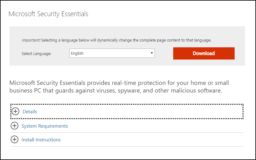 Laden Sie Microsoft Security Essential herunter