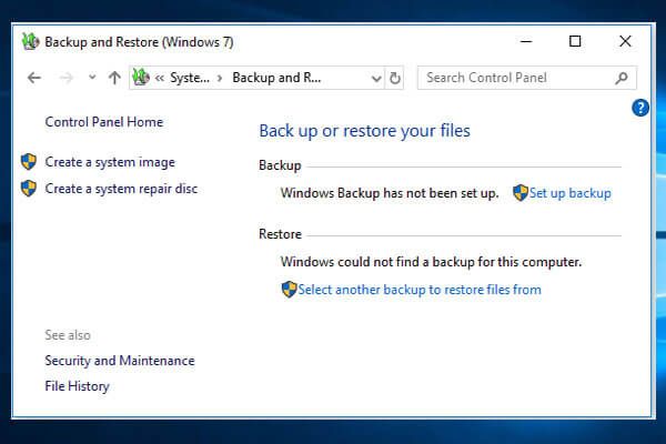backup e restauração do Windows 7