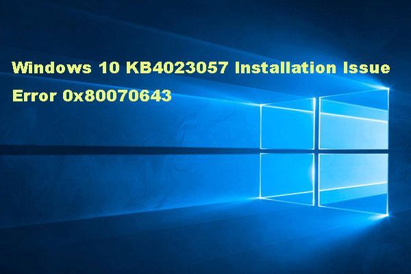 Problema de instalação do Windows 10 KB4023057
