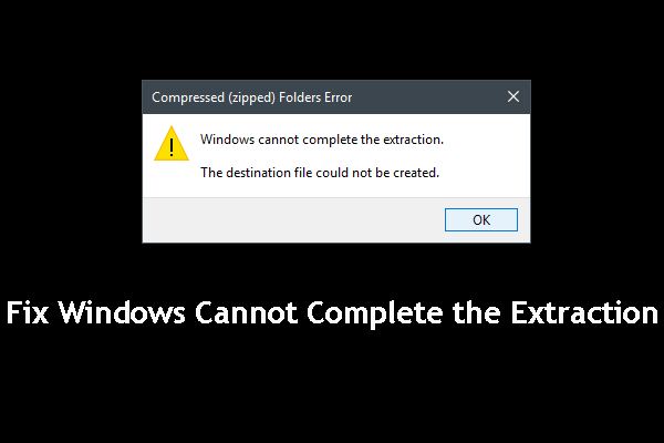 Windows не может завершить извлечение