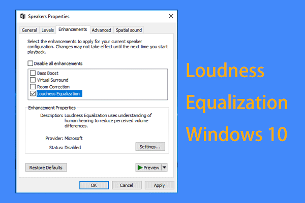 equalização de volume Windows 10