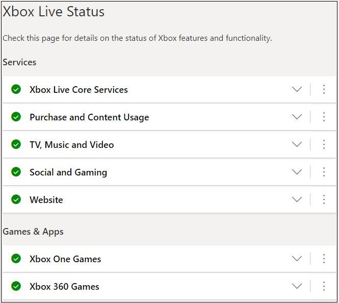 проверить статус сервера Xbox Live