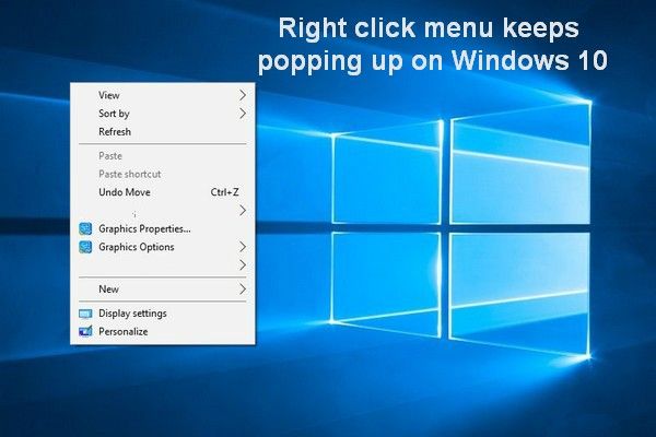 Højreklikmenuen fortsætter med at dukke op Windows 10