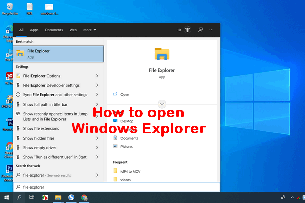 миниатюра открытого файлового проводника Windows 10