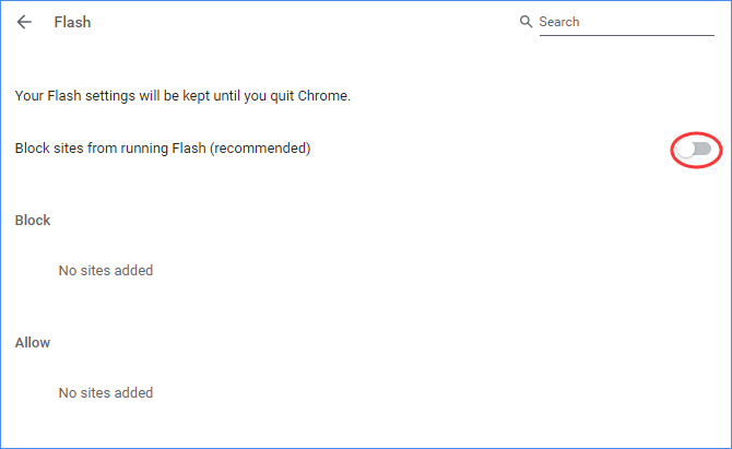 заблокировать Flash в Chrome