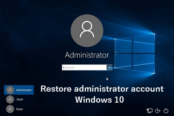 Восстановить учетную запись администратора Windows 10