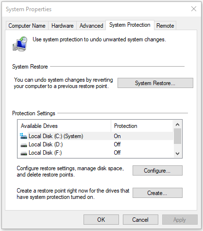 Restauração do sistema do Windows 10