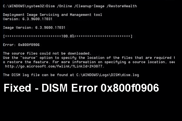 Ошибка DISM 0x800f0906