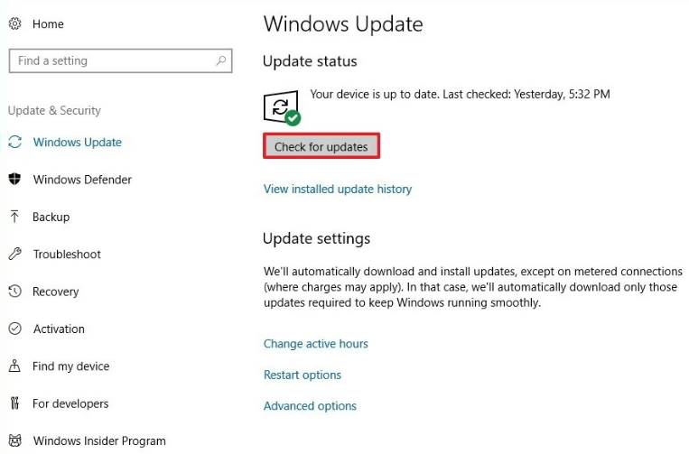 atualize o Windows 10