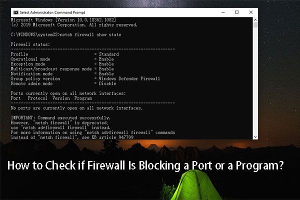 como verificar se o firewall está bloqueando uma miniatura de porta
