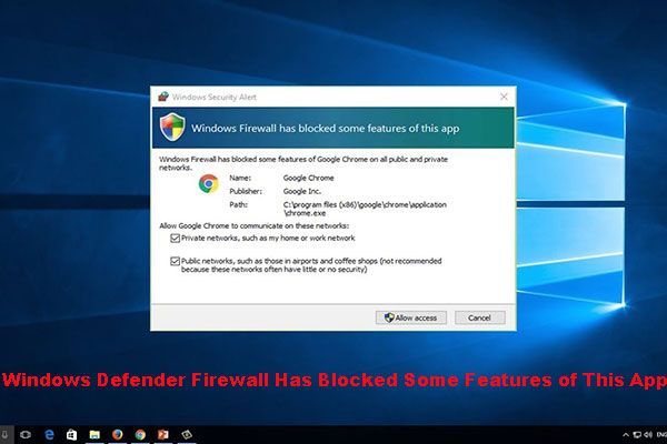 O Firewall do Windows Defender bloqueou alguns recursos deste aplicativo