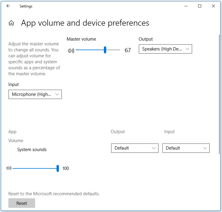 controle de som do Windows 10