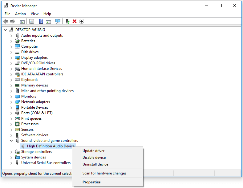 atualizar driver de áudio do Windows 10