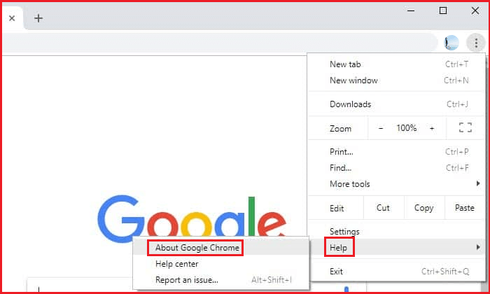 escolha Sobre o Google Chrome