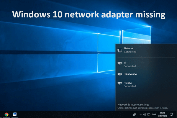 Adaptador de rede do Windows 10 ausente