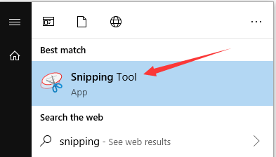 открыть Snipping Tool с окном поиска