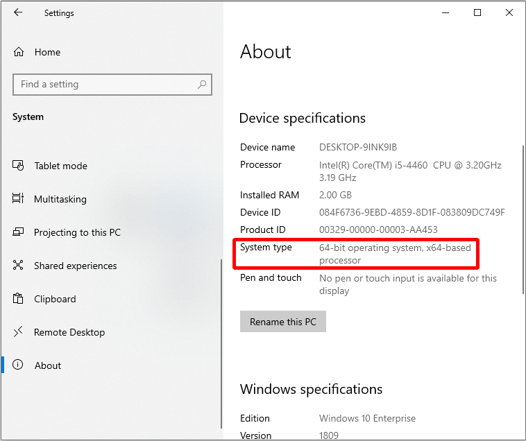 verifique a versão do Windows usando a ferramenta Configurações