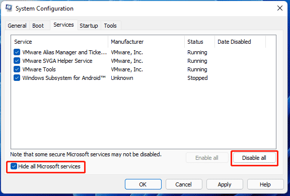 Inicialização limpa do Windows 11