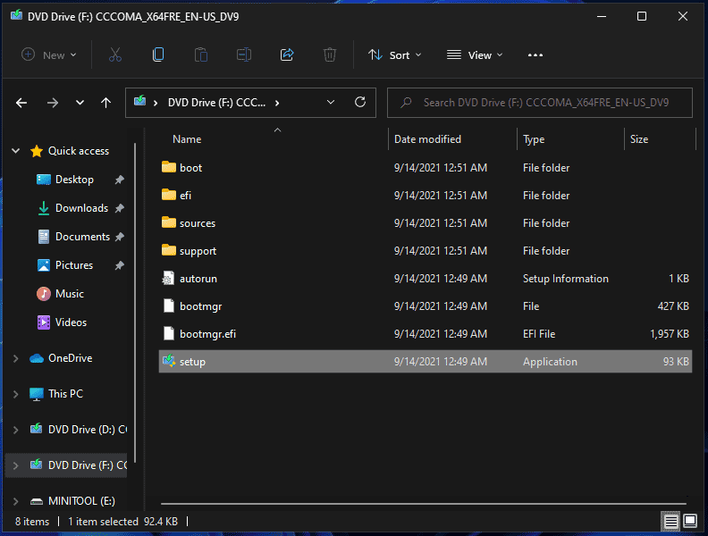 Pasta ISO de montagem do Windows 11