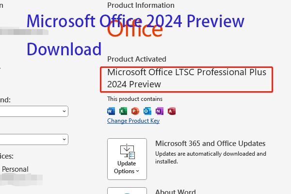 Download e instalação da visualização do Microsoft Office 2024