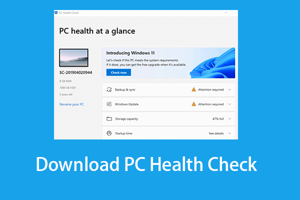 Baixe o aplicativo PC Health Check para testar seu PC para Windows 11