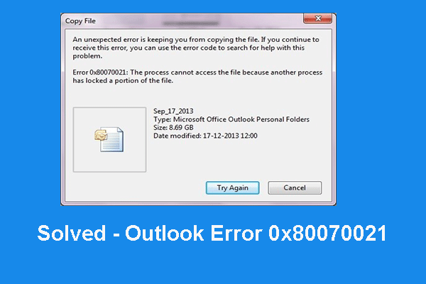 5 maneiras principais de resolver o erro 0x80070021 no Outlook