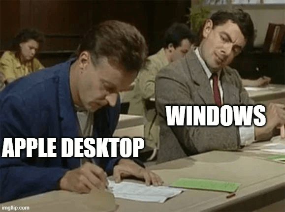 Área de trabalho do Windows e Apple
