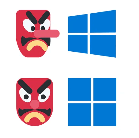 Emoji jembalang Jepun lwn Windows 11