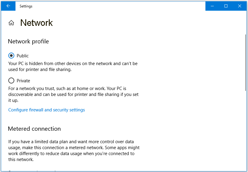 изменить тип сетевого профиля Windows 10