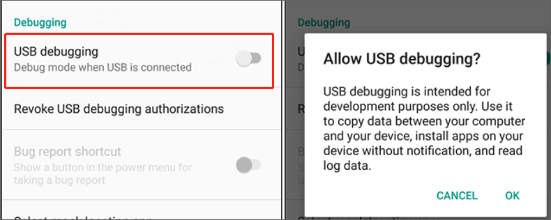 ativar a depuração USB no Android