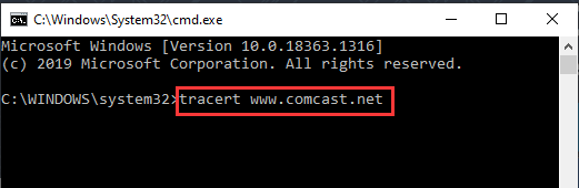 Teste de rastreamento Comcast
