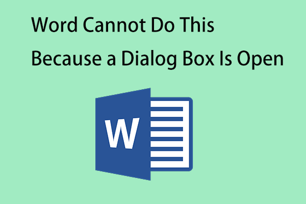 Correção: o Word não pode fazer isso porque uma caixa de diálogo está aberta