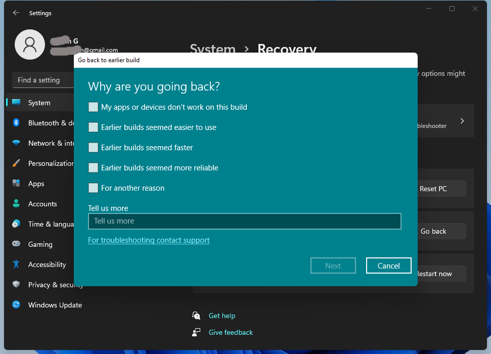 por que você está voltando do Windows 11