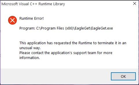 Ошибка выполнения Microsoft Visual C