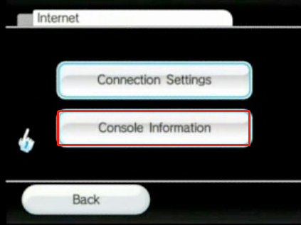 verifique as informações do console no Wii