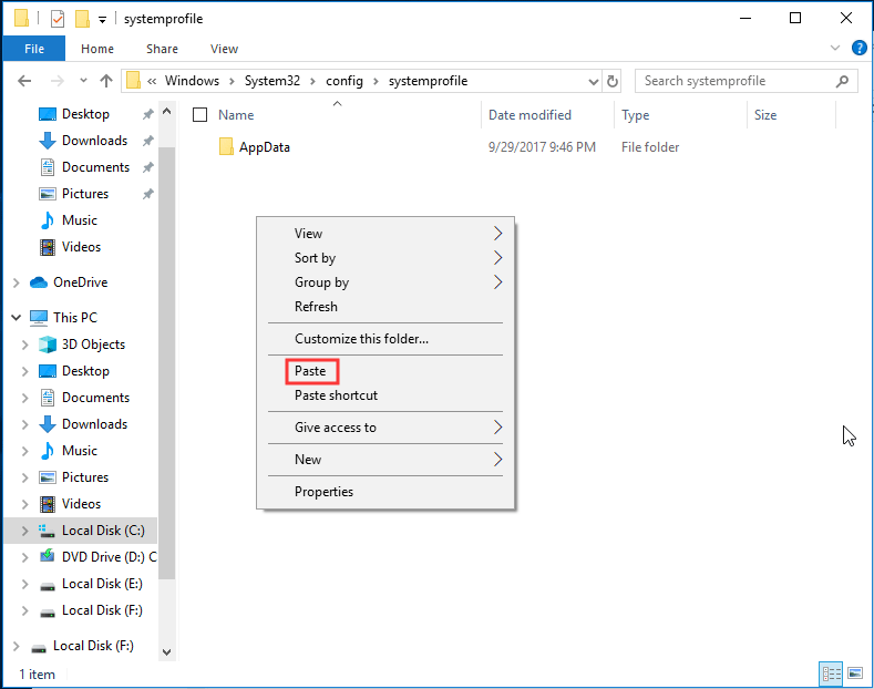 creare la cartella Desktop mancante tramite Windows Explorer