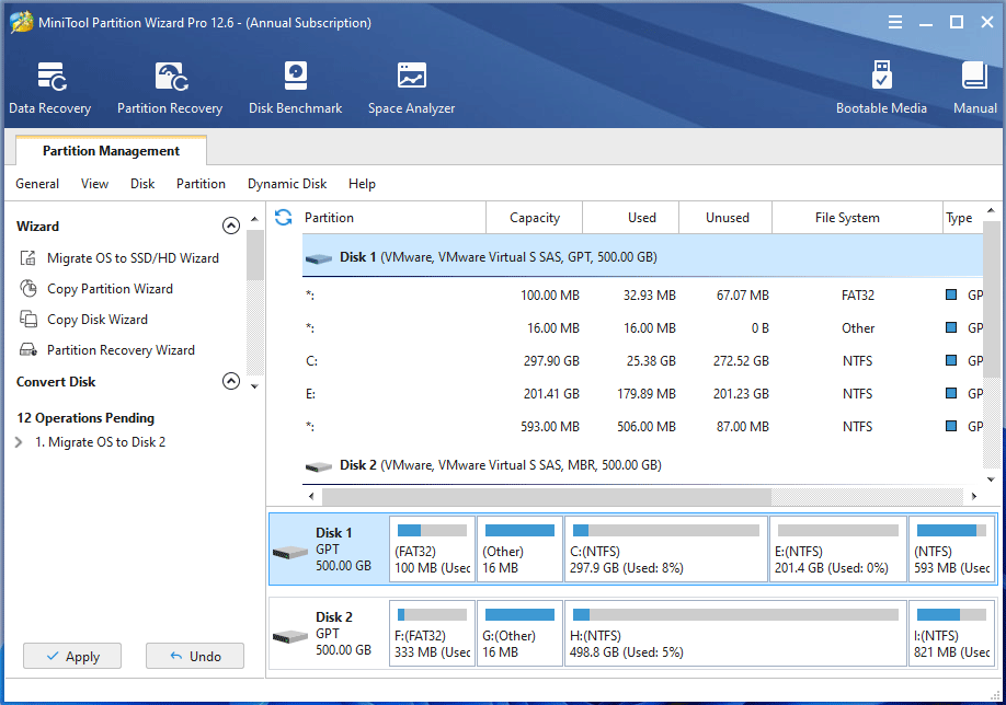 MiniTool Partition Wizard migrace OS