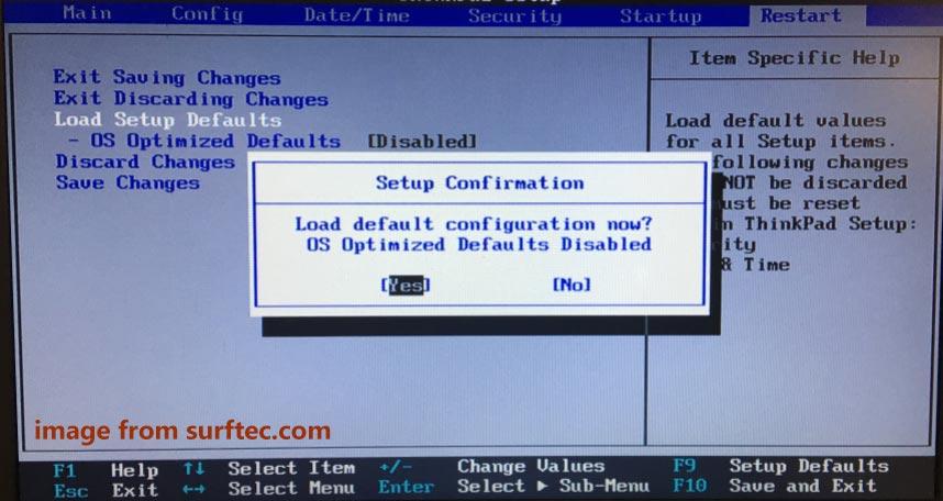 restaurar o BIOS para as configurações padrão