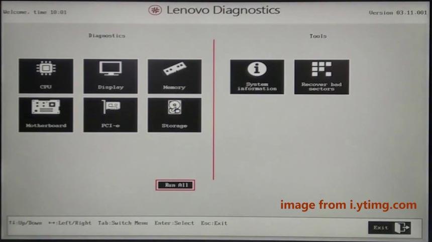chạy công cụ chẩn đoán của Lenovo
