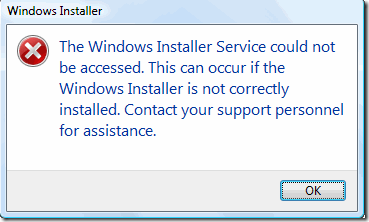 Perkhidmatan Windows Installer tidak dapat diakses