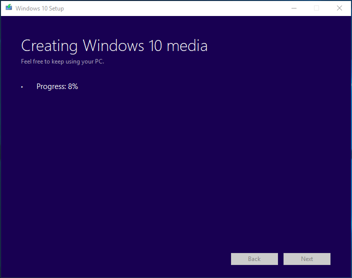 criação de mídia do Windows 10
