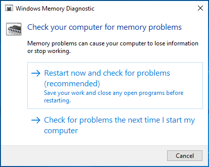 Διαγνωστικά μνήμης των Windows