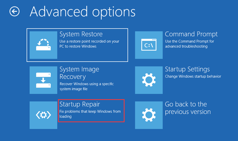 восстановление при запуске Windows 10