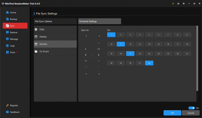   crie uma tarefa de sincronização automática no MiniTool ShadowMaker