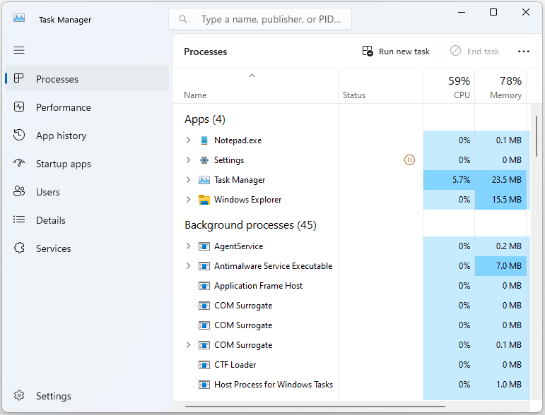   „Windows 11 22H2“ užduočių tvarkyklė