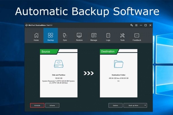 miniatura de software de backup automático