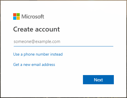   criar uma conta da Microsoft