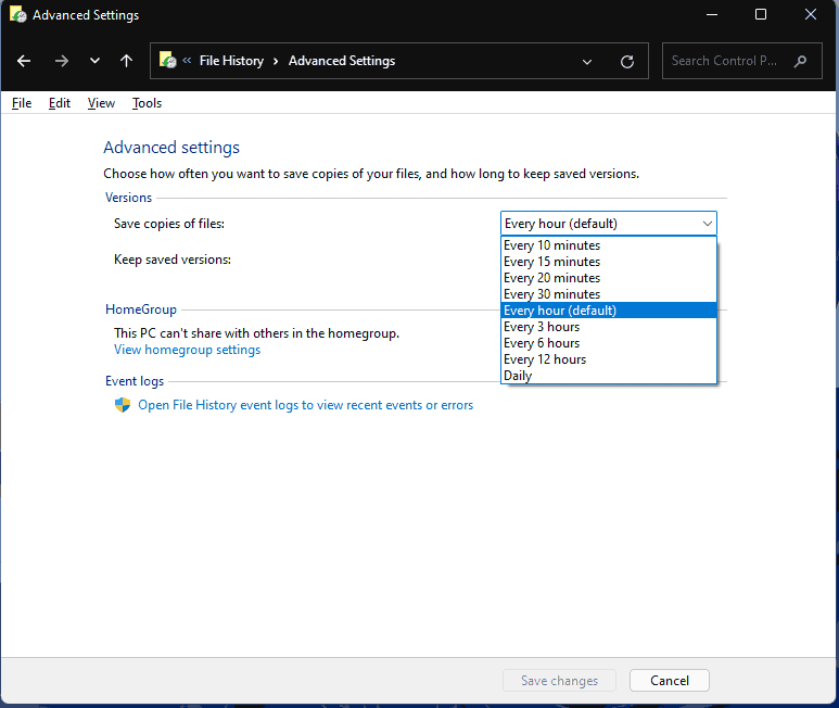   Windows 11 ఫైల్ చరిత్ర ఆటోమేటిక్ బ్యాకప్